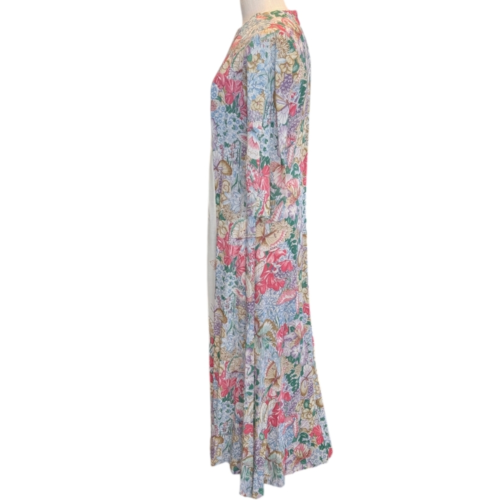 Loungewear By Tiffany 70s Empire Waist Prairie Butterfly Gardens. 11/12. Medium - Picture 5 of 16